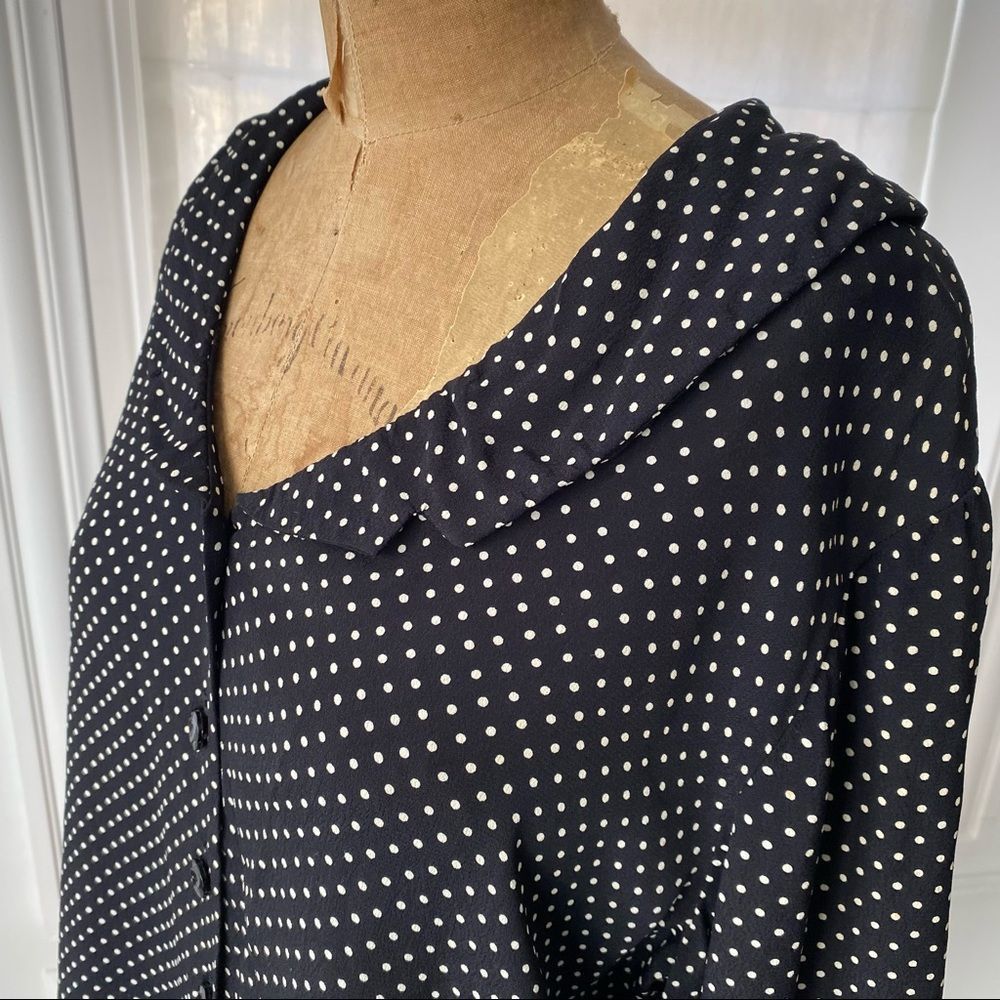 Vintage Black and White Polka Dot Blouse